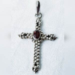 Sterling Garnet Cross